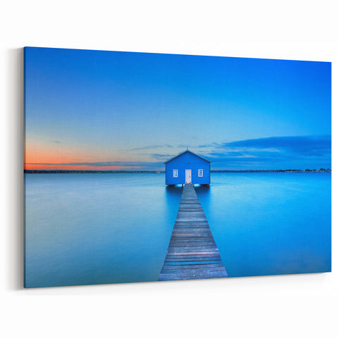 Perth Wall Art - Tranquil Blue Boat House Perth Landscape Canvas Print