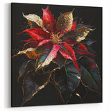 Vibrant Red Poinsettia Wall Art - Botanical Flower Canvas for Holiday Decor