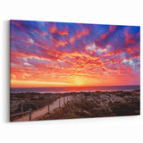 Perth Landscape Canvas - Fiery Sunset Over Coastal Dunes Perth Art Print
