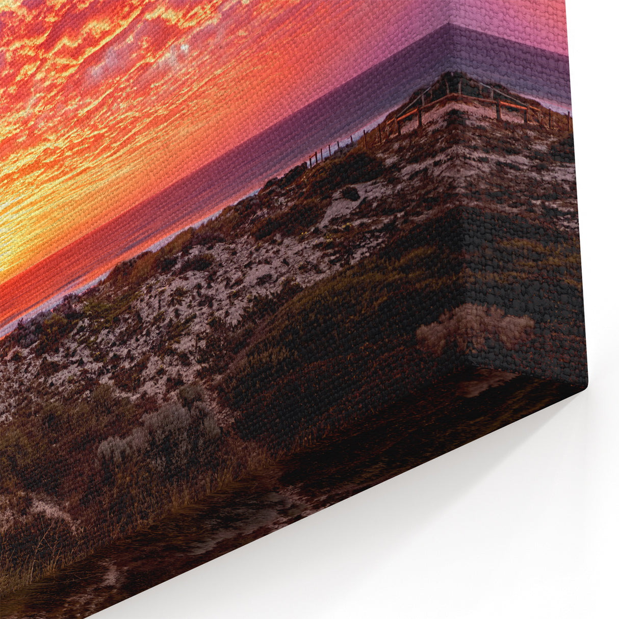Perth Landscape Canvas - Fiery Sunset Over Coastal Dunes Perth Art Print