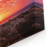 Perth Landscape Canvas - Fiery Sunset Over Coastal Dunes Perth Art Print