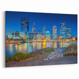 Perth Cityscape Print - Vibrant Night View Perth Skyline Wall Art