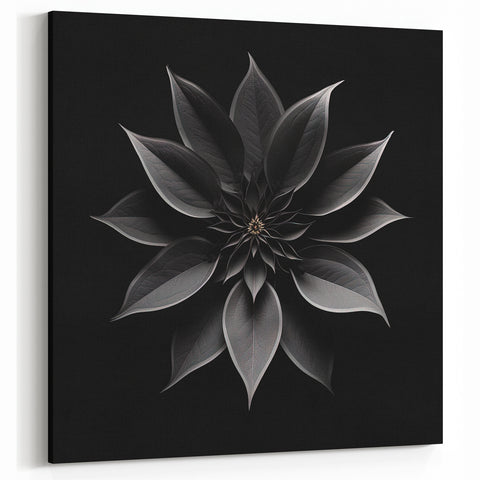 Modern Monochrome Poinsettia Wall Art - Black and White Botanical Decor