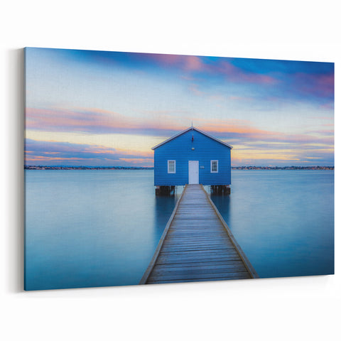 Perth Wall Art - Blue Boat House Tranquil Perth Landscape Canvas
