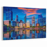 Perth Cityscape Art - Colorful Night Reflection Perth Skyline Canvas