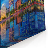 Perth Cityscape Art - Colorful Night Reflection Perth Skyline Canvas