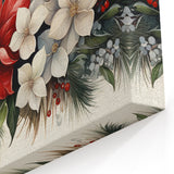 Festive Poinsettia and Holiday Floral Wall Art - Botanical Christmas Decor