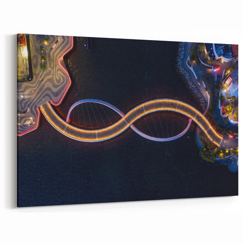 Perth Wall Art - Aerial View of Night Bridge Perth Cityscape Canvas