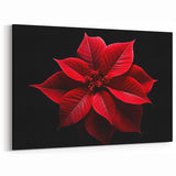 Bold Red Poinsettia Wall Art - Botanical Holiday Canvas for Christmas Decor