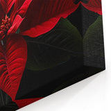 Vibrant Red Poinsettia Wall Art - Bold Botanical Holiday Canvas Decor