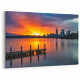 Perth Sunset Cityscape Print - Australia Wall Art Scenic Perth Artwork