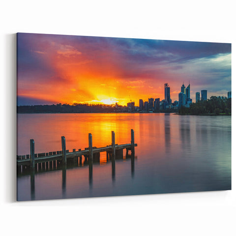 Perth Sunset Cityscape Print - Australia Wall Art Scenic Perth Artwork