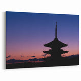 Japanese City Wall Art - Kyoto Pagoda Silhouette at Twilight