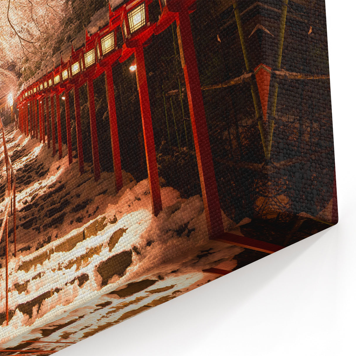 Kyoto Scenic Wall Art - Lantern-Lit Pathway in Winter Wonderland