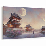 Kyoto Wall Art - Moonlit Traditional Village with Japanese Architecture