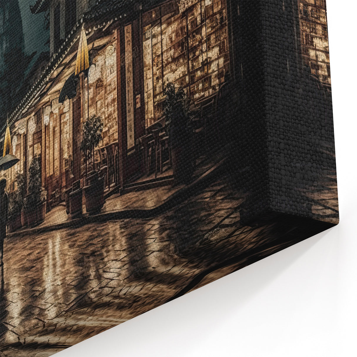 Kyoto Nightscape Art - Illuminated Streets and Mountains at Dusk