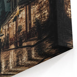 Kyoto Nightscape Art - Illuminated Streets and Mountains at Dusk