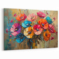 Vibrant Abstract Poppy Bouquet Canvas – Colorful Floral Wall Art
