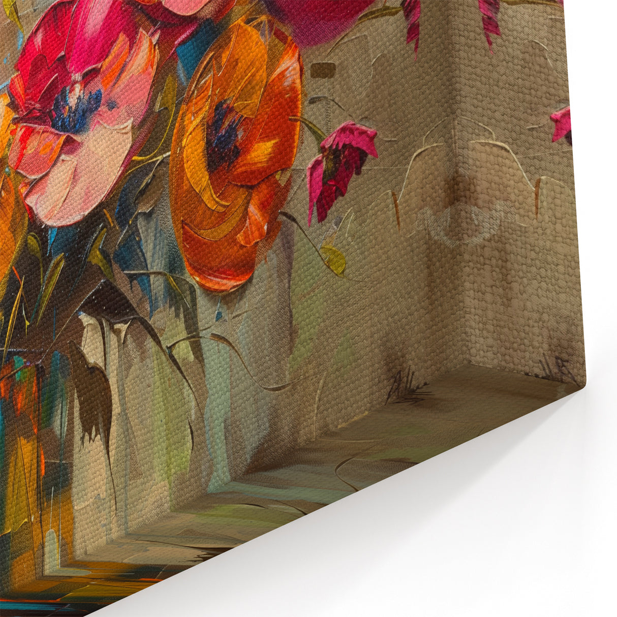 Vibrant Abstract Poppy Bouquet Canvas – Colorful Floral Wall Art