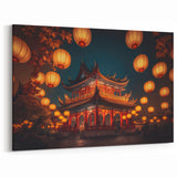 Kyoto Lantern Festival Art - Glowing Lanterns and Pagoda at Night