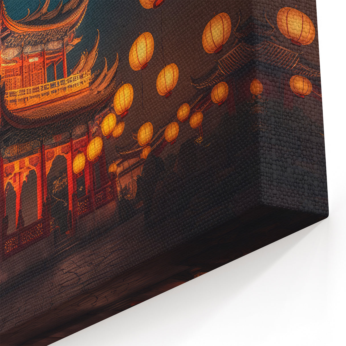 Kyoto Lantern Festival Art - Glowing Lanterns and Pagoda at Night