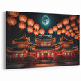 Kyoto Lantern Festival Art - Glowing Moon and Lanterns over Pagoda