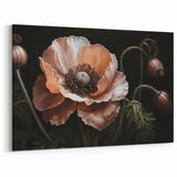 Elegant Botanical Poppy Canvas – Soft Beige Floral Wall Art Decor