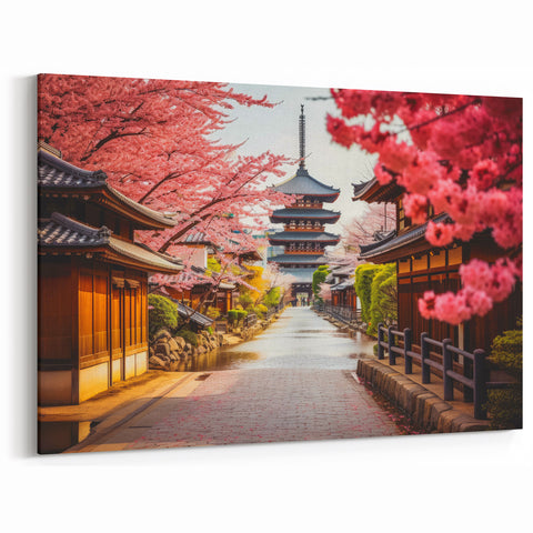 Kyoto Cherry Blossom Art - Pagoda and Blossoming Streets in Spring