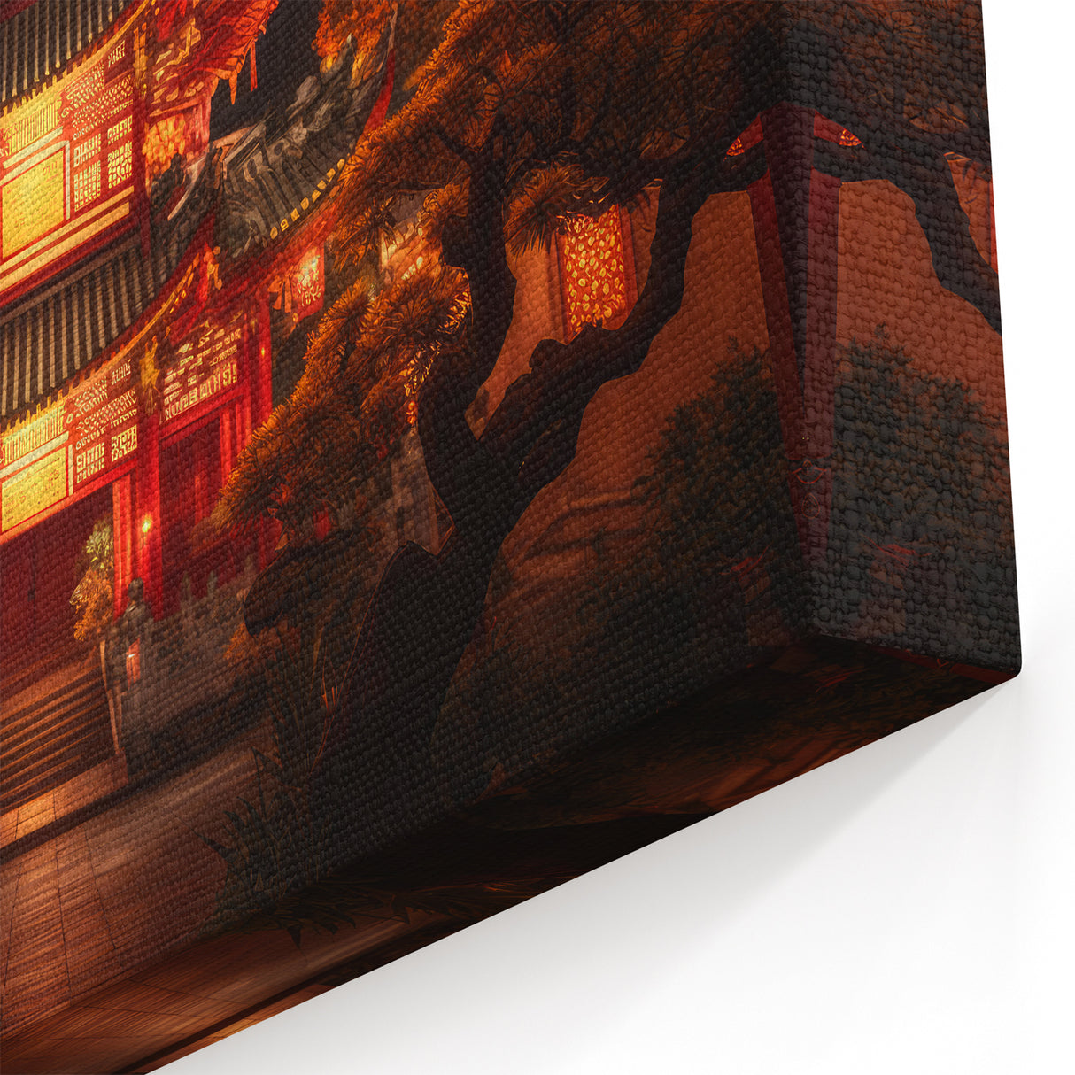 Kyoto Lantern Festival Art - Illuminated Pagoda and Glowing Lanterns