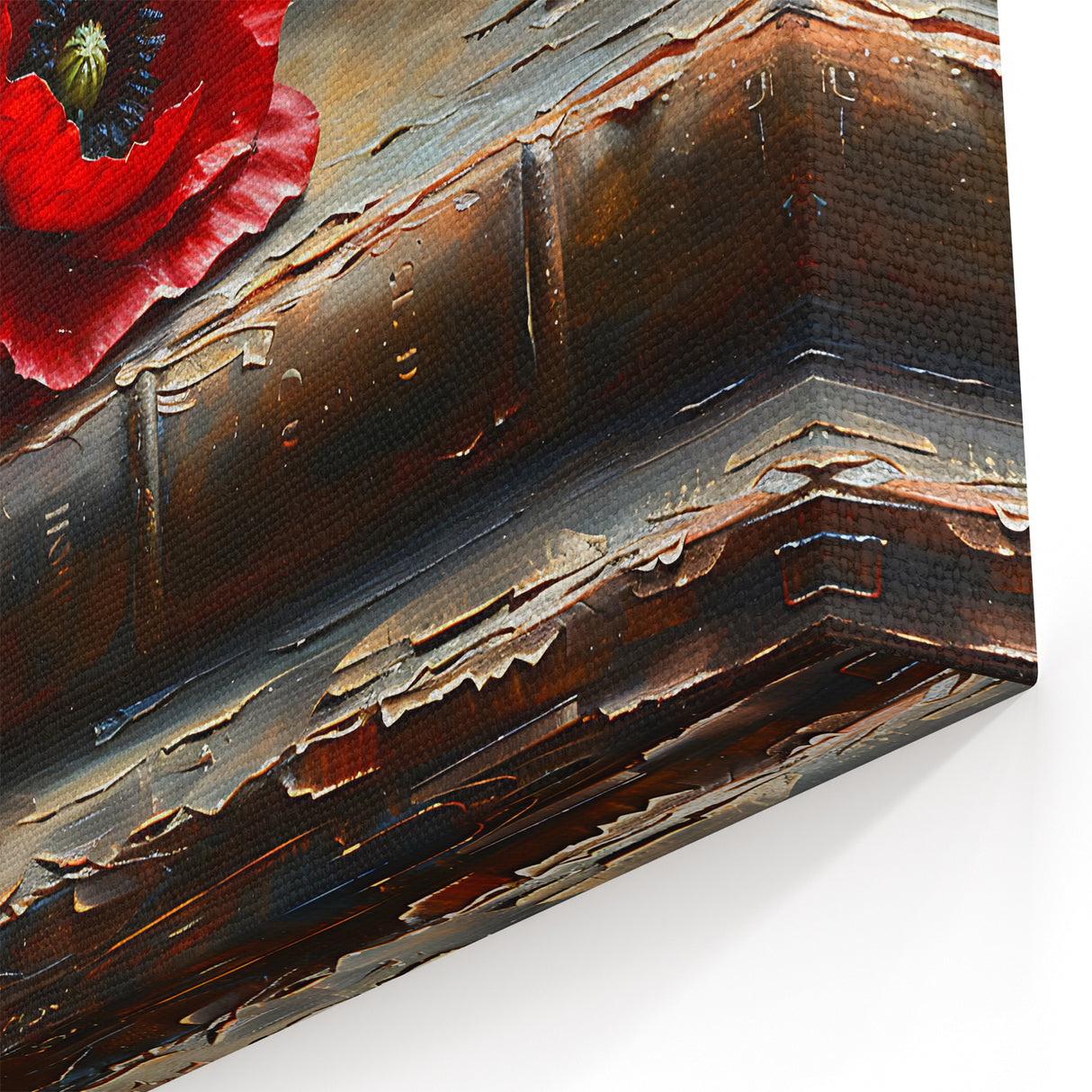 Vintage Red Poppy on Antique Book Canvas – Timeless Floral Wall Art