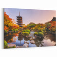 Kyoto Garden Autumn Art - Tranquil Pagoda Reflection and Fall Colors