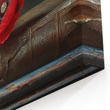 Vintage Red Poppy with Antique Book – Classic Floral Wall Art Canvas