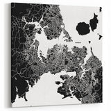 Auckland City Map Art - Stylish Black and White Canvas