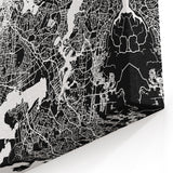 Auckland City Map Art - Stylish Black and White Canvas