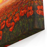 Vibrant Poppy Field at Sunset – Beautiful Floral Wall Art Canvas Print