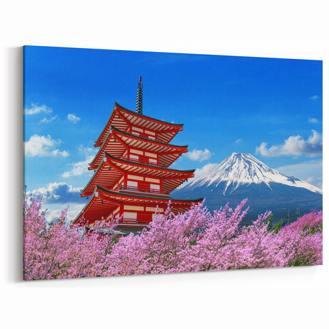 Mount Fuji Pagoda Canvas - Japanese Scenic Art for Home Decor
