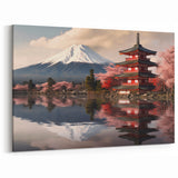 Mount Fuji Pagoda Reflection Canvas - Japanese Scenic Art for Home Decor