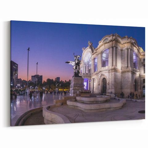 Mexico City Art Prints - Sunset at Palacio de Bellas Artes Canvas