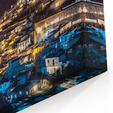 Mexico City Skyline Art - Night View of Historic Hilltop Town Canvas