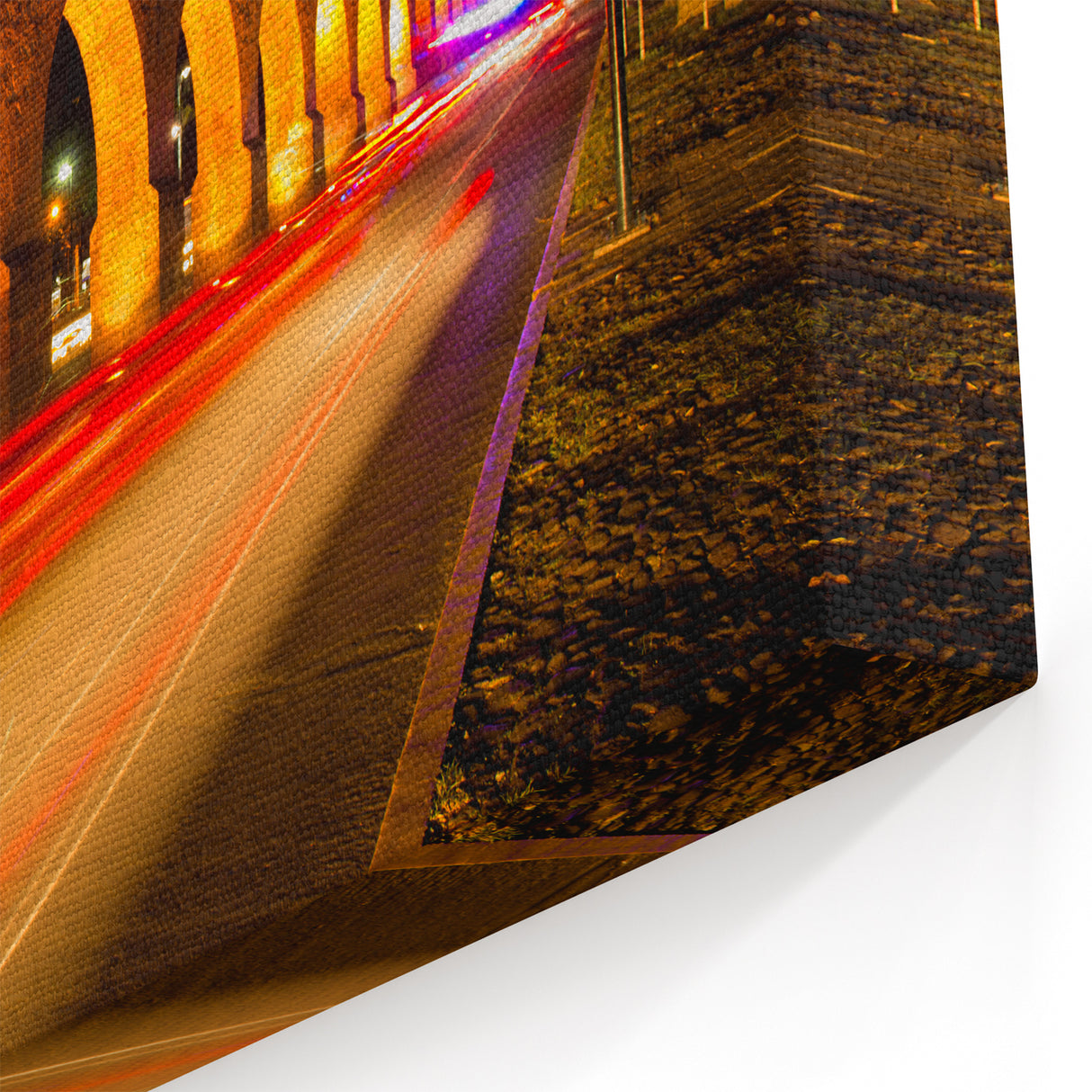 Vibrant Mexico City Skyline Art – Iconic Aqueduct Night Scene Canvas Print