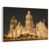 Mexico City Art Print – Historic Cathedral at Night Canvas Wall Decor