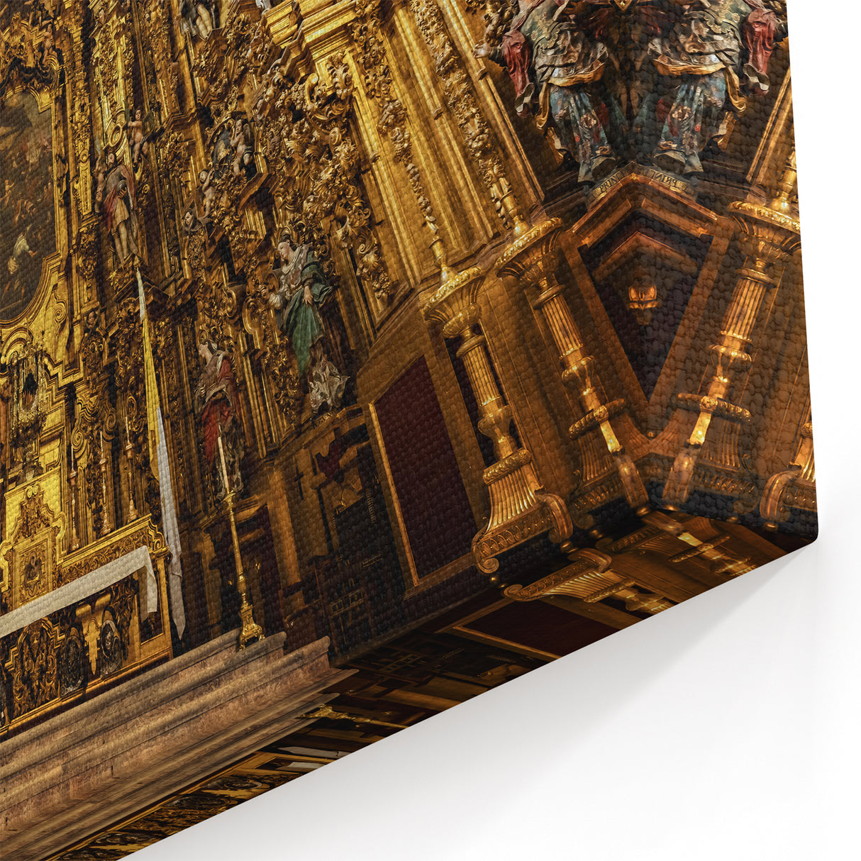 Mexico City Art – Ornate Golden Church Interior Canvas Print for Wall Decor