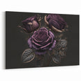 Purple Rose Wall Art – Elegant Floral Rose Canvas Print with Metallic Hues
