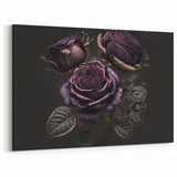 Purple Rose Wall Art – Elegant Floral Rose Canvas Print with Metallic Hues