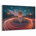 Mexico City Skyline Art – Monument and Roundabout at Night Canvas Print