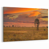 Queensland Nature Prints - Rustic Windmill at Sunset Landscape Art