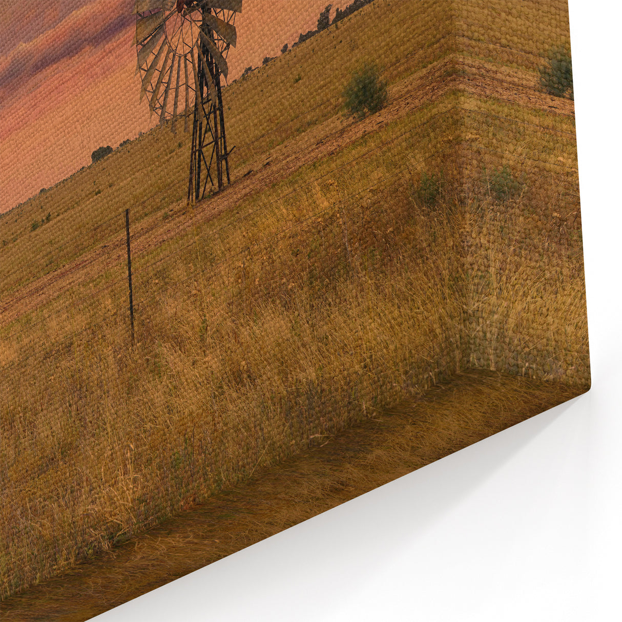 Queensland Nature Prints - Rustic Windmill at Sunset Landscape Art