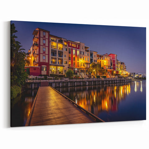 Queensland Cityscape Prints - Vibrant Waterfront at Night Wall Art