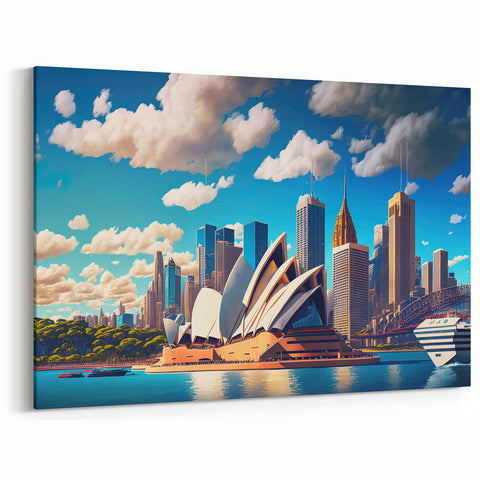 Sydney Skyline Art - Vibrant Cityscape Canvas Prints of Opera House