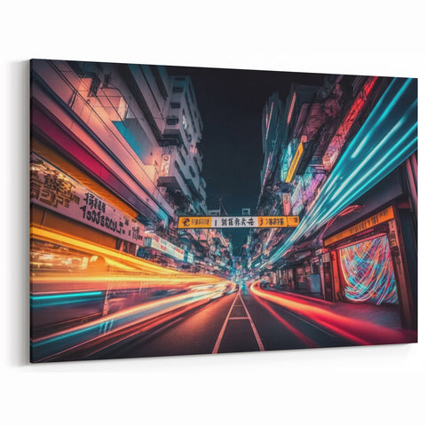 Tokyo Modern Art – Dynamic Night Cityscape with Neon Lights Print